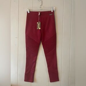 NWT Matilda Jane Leggings Size 14 Burgundy Heart to Heart Isabella Suede Moto
